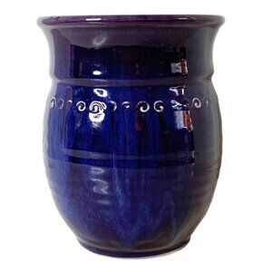 Signed Daniel Willets Zion Pottery Purple Ribbed Vase Studio Art 6.5” Tall